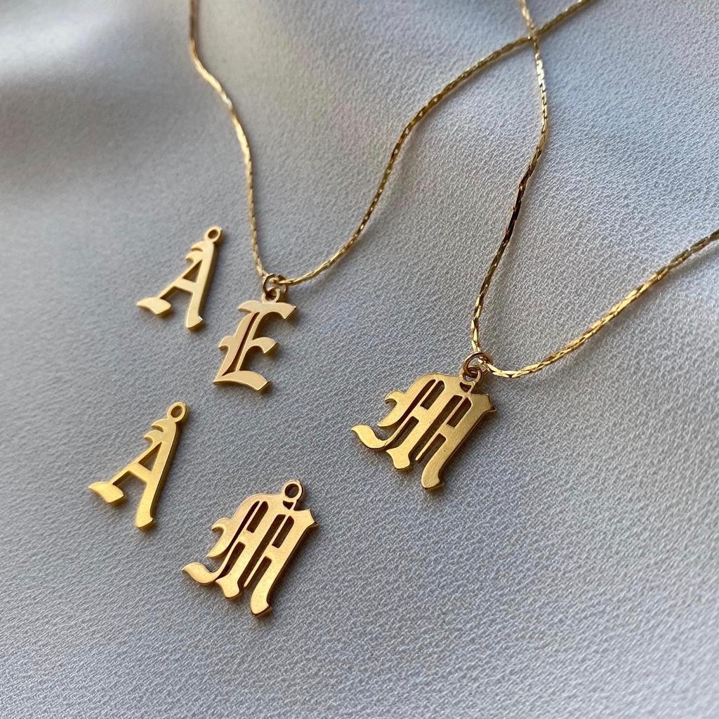 Old english letter necklace deals