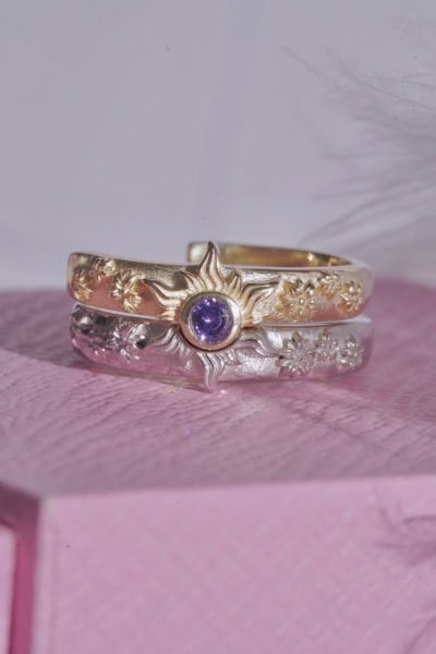 Rapunzel Sun Çift Yüzüğü -  925 Ayar Gümüş