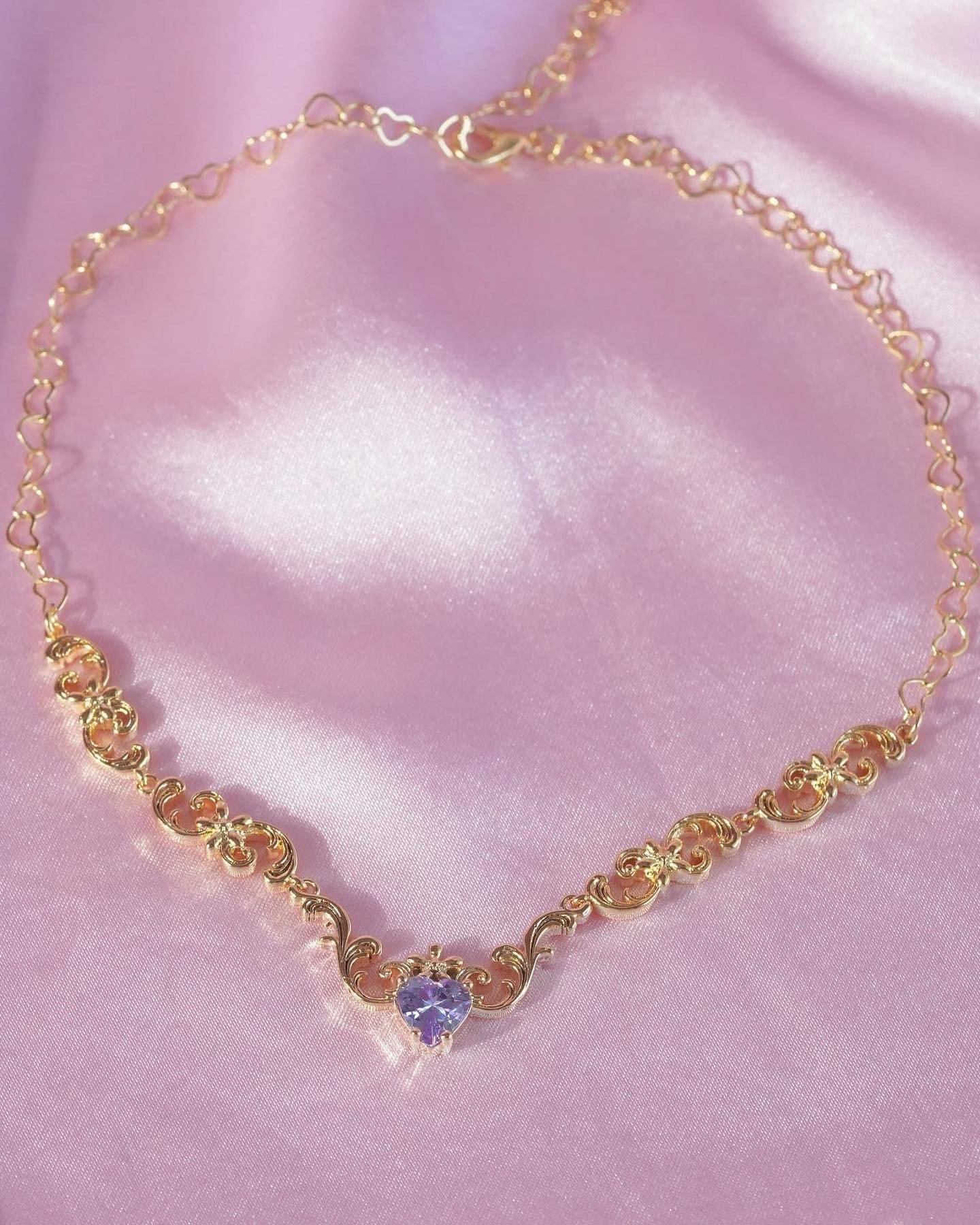 Diamond Castle Floral Choker Kolye-Mor