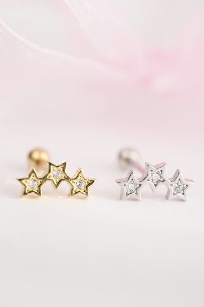Yıldız Küpe/Piercing-925 Ayar Gümüş