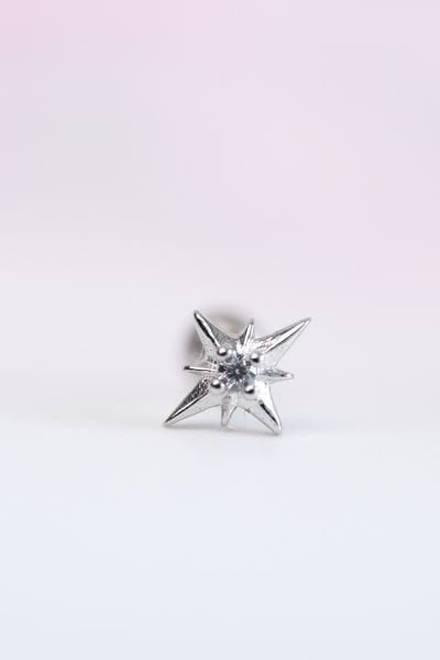 Kutup Yıldızı Küpe/Piercing-925 Ayar Gümüş