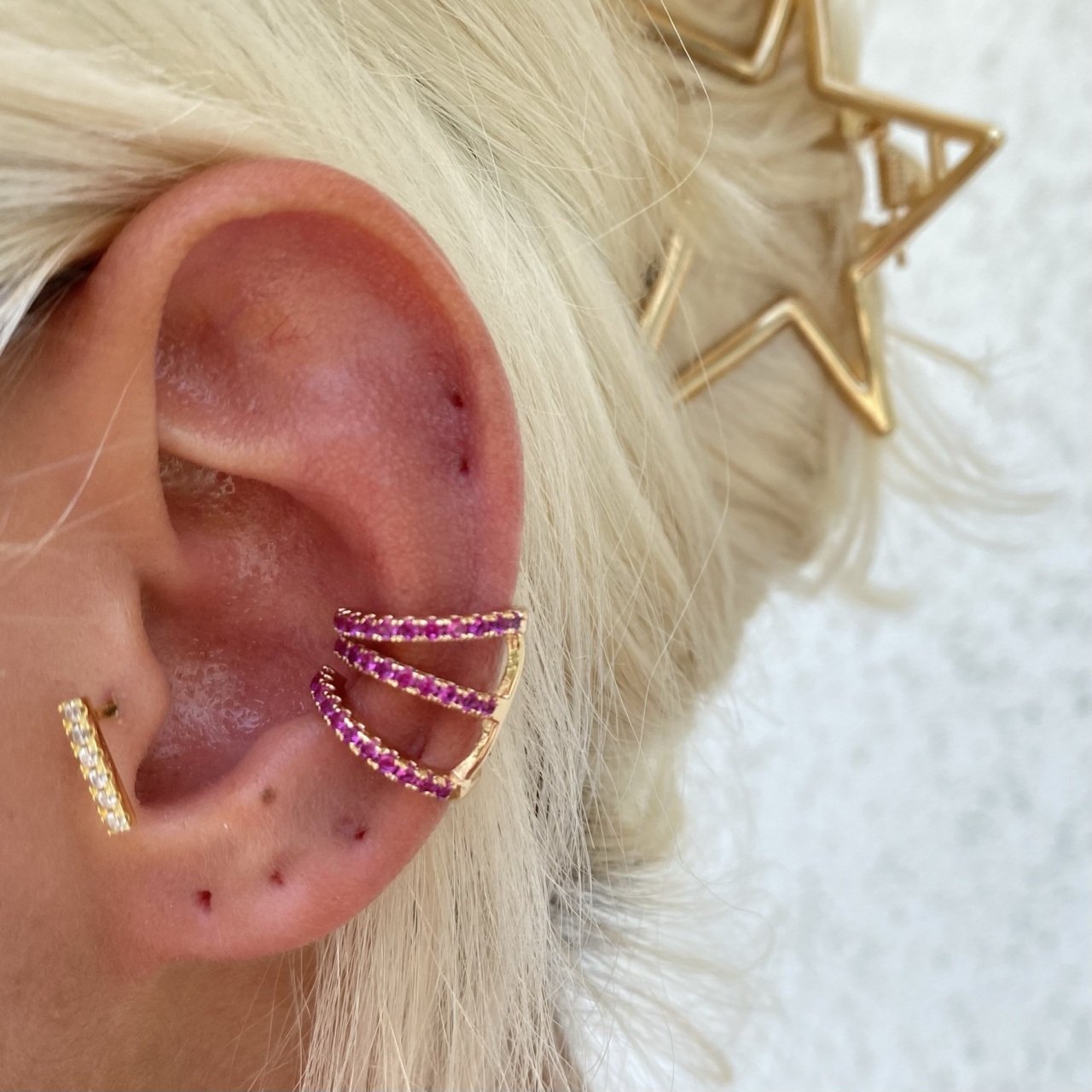 Pembe 3 Şeritli Ear cuff