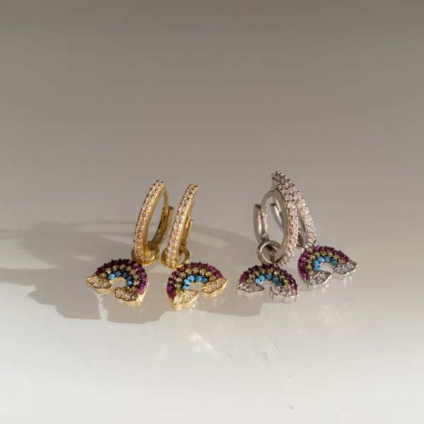 Sterling silver rainbow earrings deals