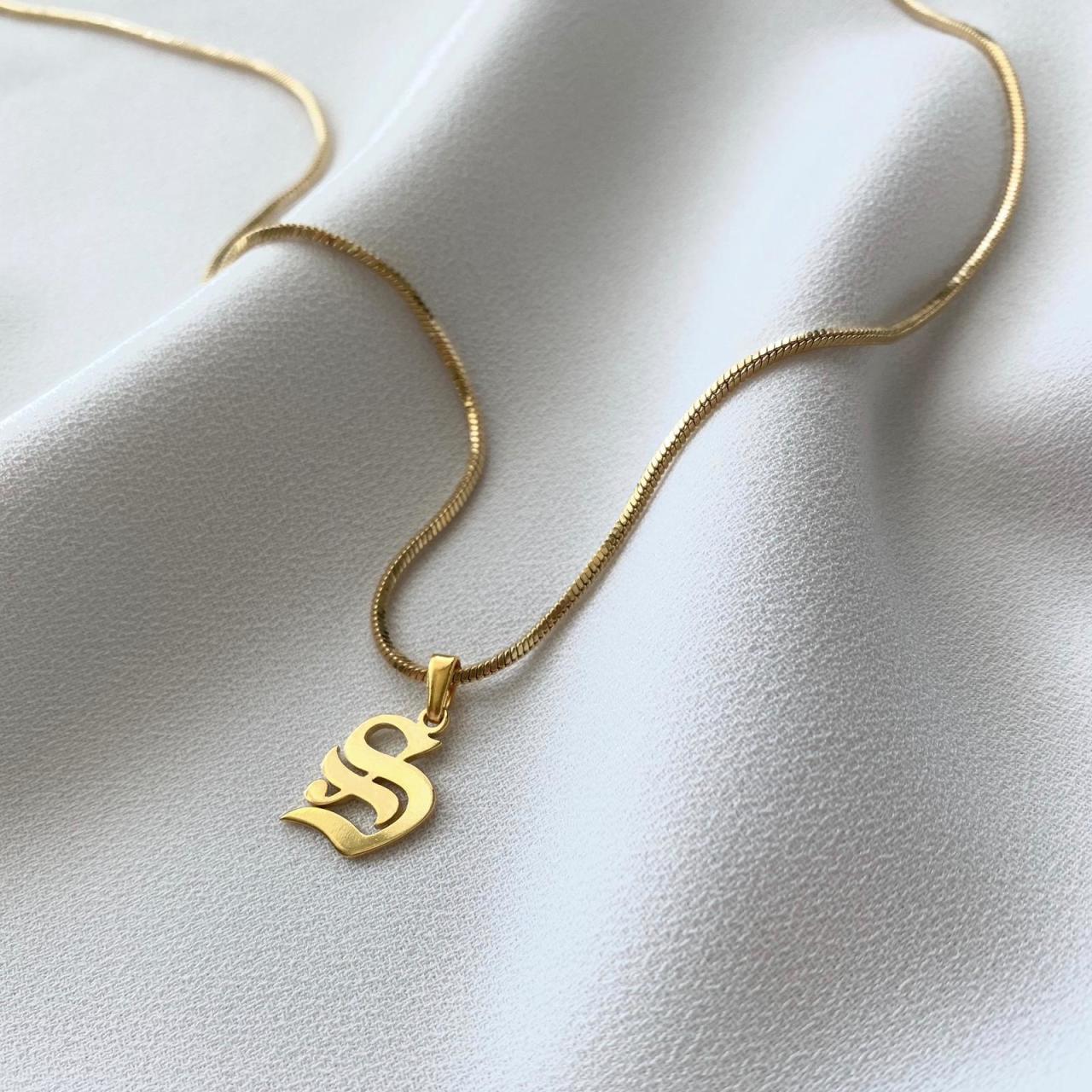 Old english letter necklace deals