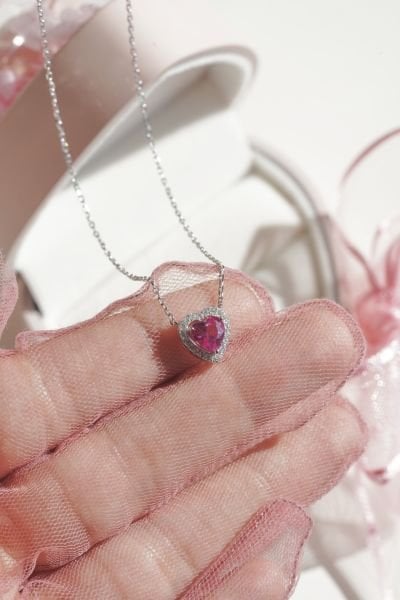 Sakura Heart Necklace - 925 Sterling Silver