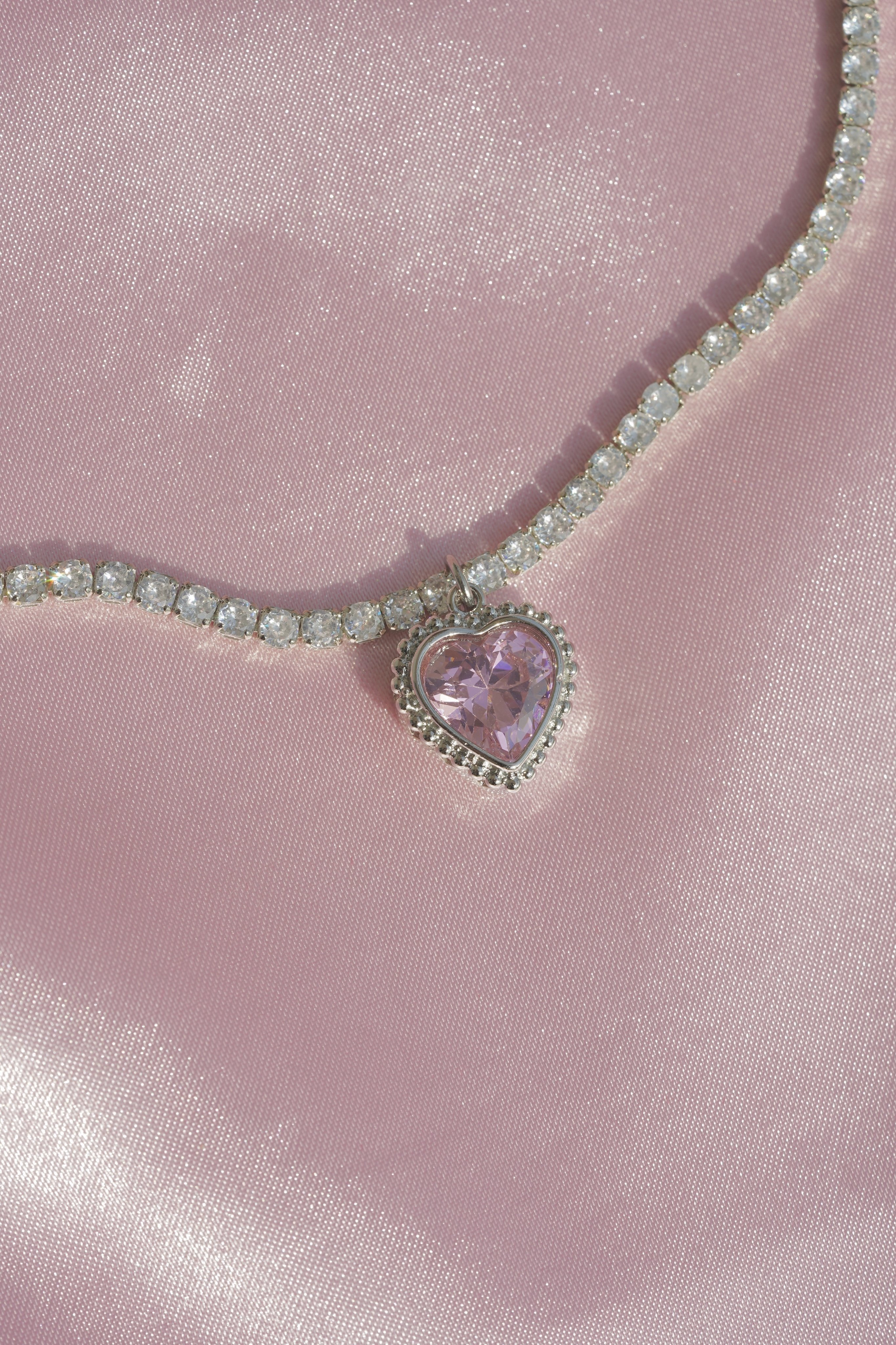 Pink Heart Choker Waterway Necklace