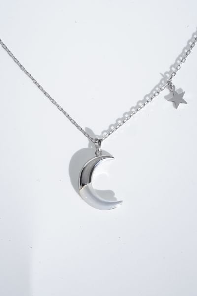 Moon Star Kolye - 925 Ayar Gümüş