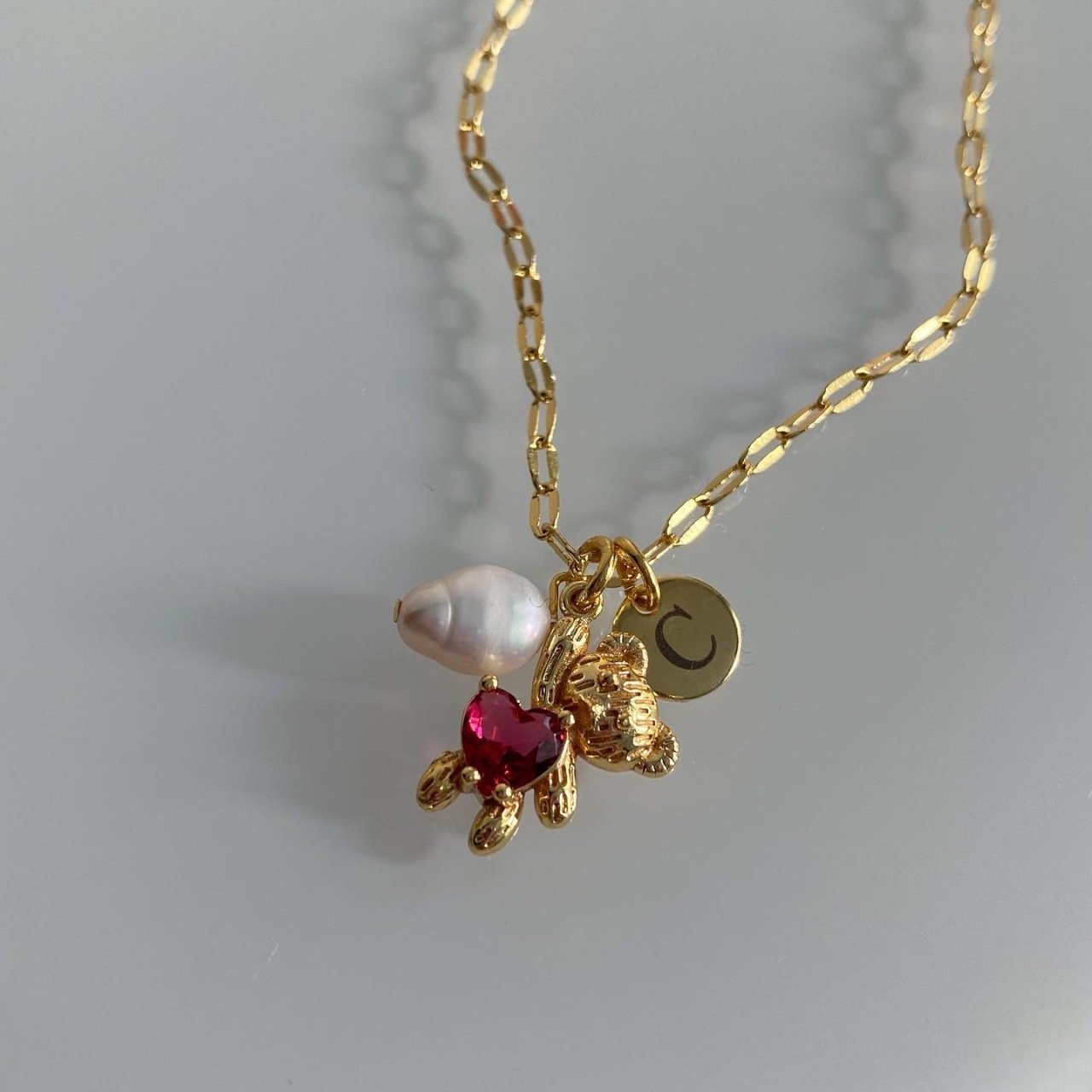 Teddy bear charm necklace deals