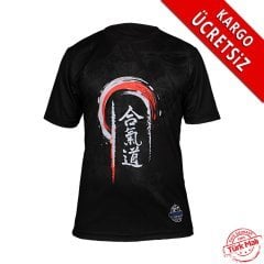 Dosmai siyah Dijital Baskılı Aikido T-shirt 006-1