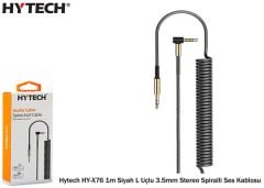 Hytech HY-X76 1m Siyah L Uçlu 3.5mm Stereo Spiralli Ses Kablosu