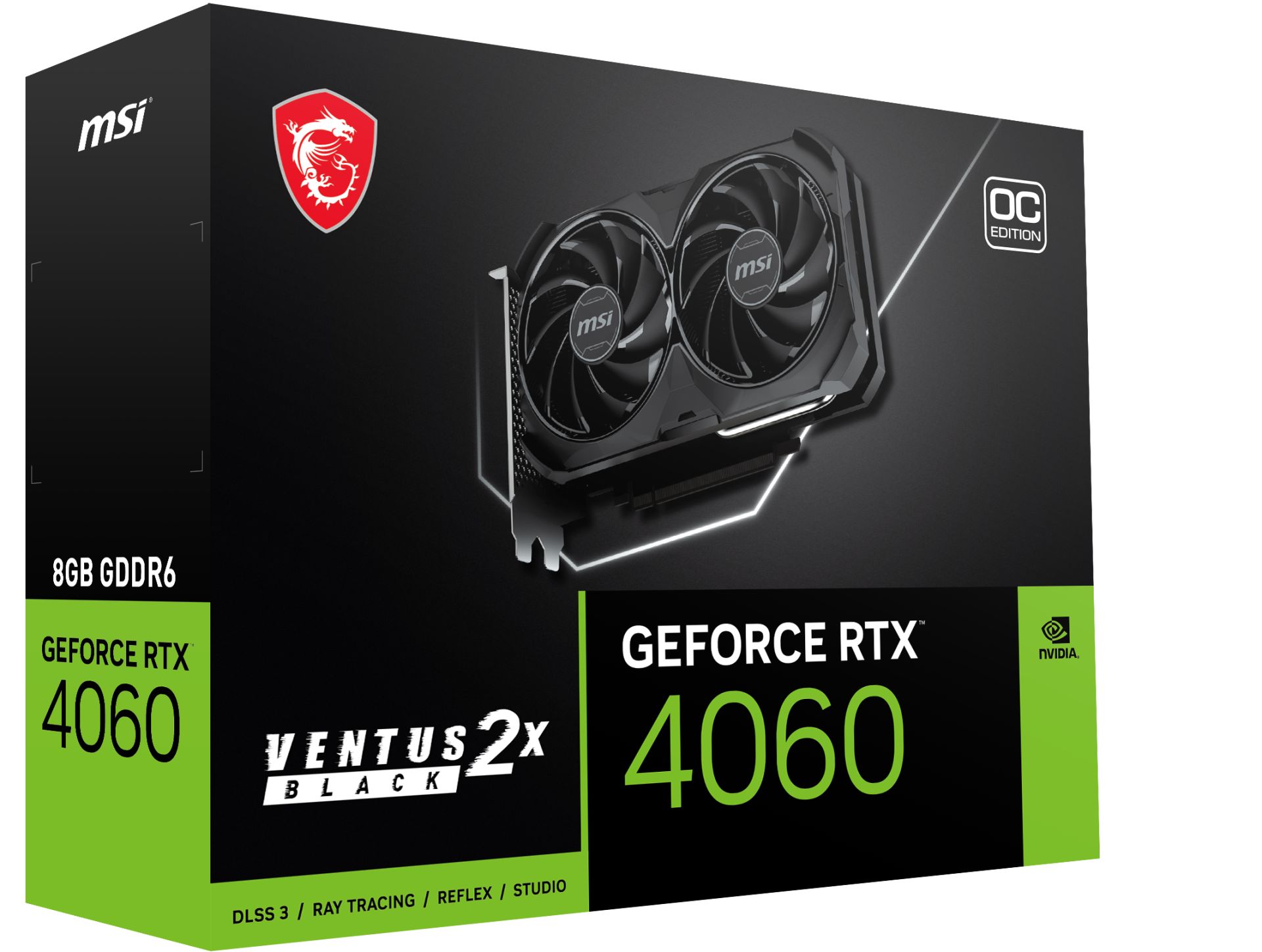 MSI GEFORCE RTX 4060 VENTUS 2X BLACK 8G OC HDMI DP 128 Bit