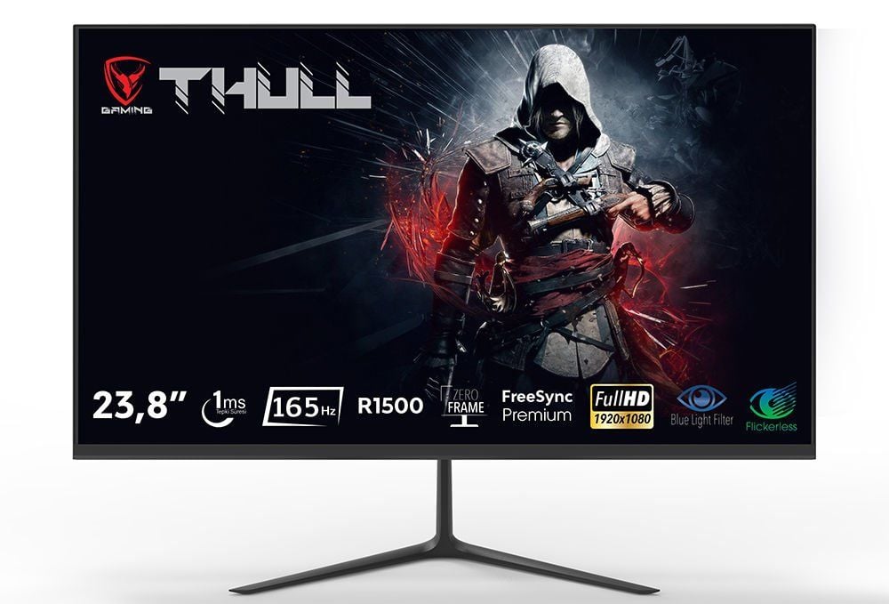 Thull 23,8'' TG-238F 1ms 165Hz FHD HDR300 (Hdmı+DP+Vga) VA Frameless Flat Gaming Led Monitör