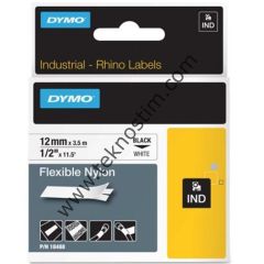 Dymo RhinoPRO Esnek Naylon 12mmx3,5m Beyaz-Siyah 18488