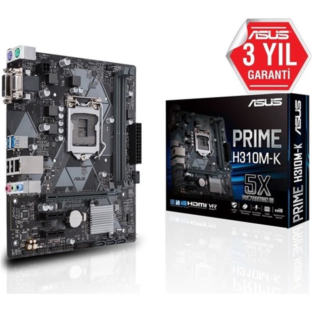 Asus Prime H310M-K R2.0 Intel H310 Lga1151 Ddr4 2666 Dv Anakart