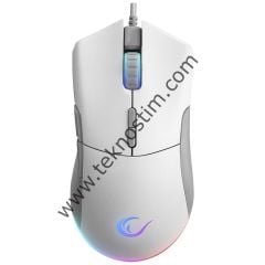 Rampage SMX-R21 COMPACT Usb Beyaz-Gri RGB Işıklı+Macro 7200dpi - 1000hz Gaming Oyuncu Mouse