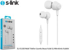 S-link SL-KU160 Mobil Telefon Uyumlu Beyaz Kulak İçi Mikrofonlu Kulaklık