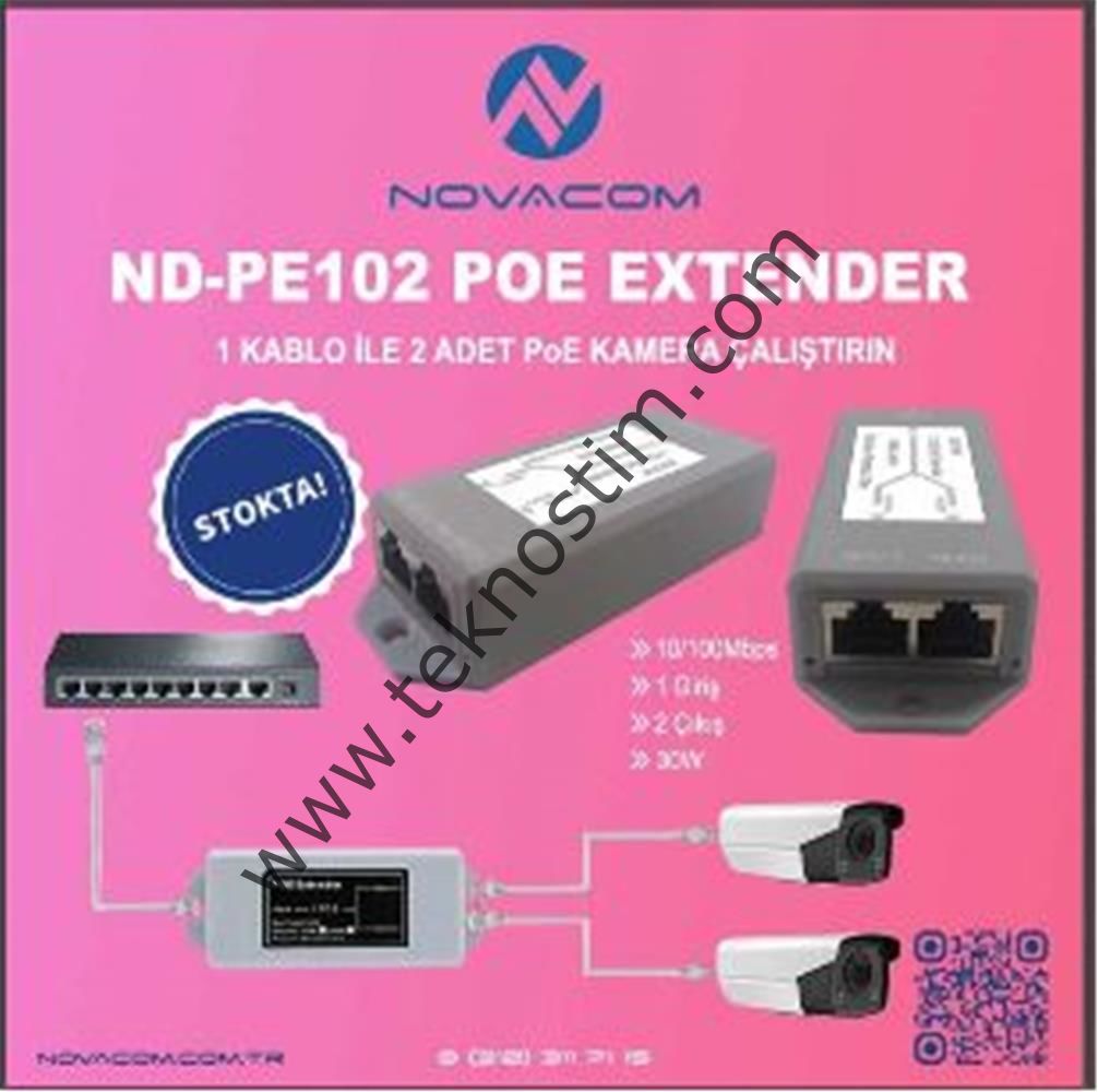 Nova ND-PE102W Poe Extender 10-100 Mbps 1 İnput 2 Output 30W Dış Ortam