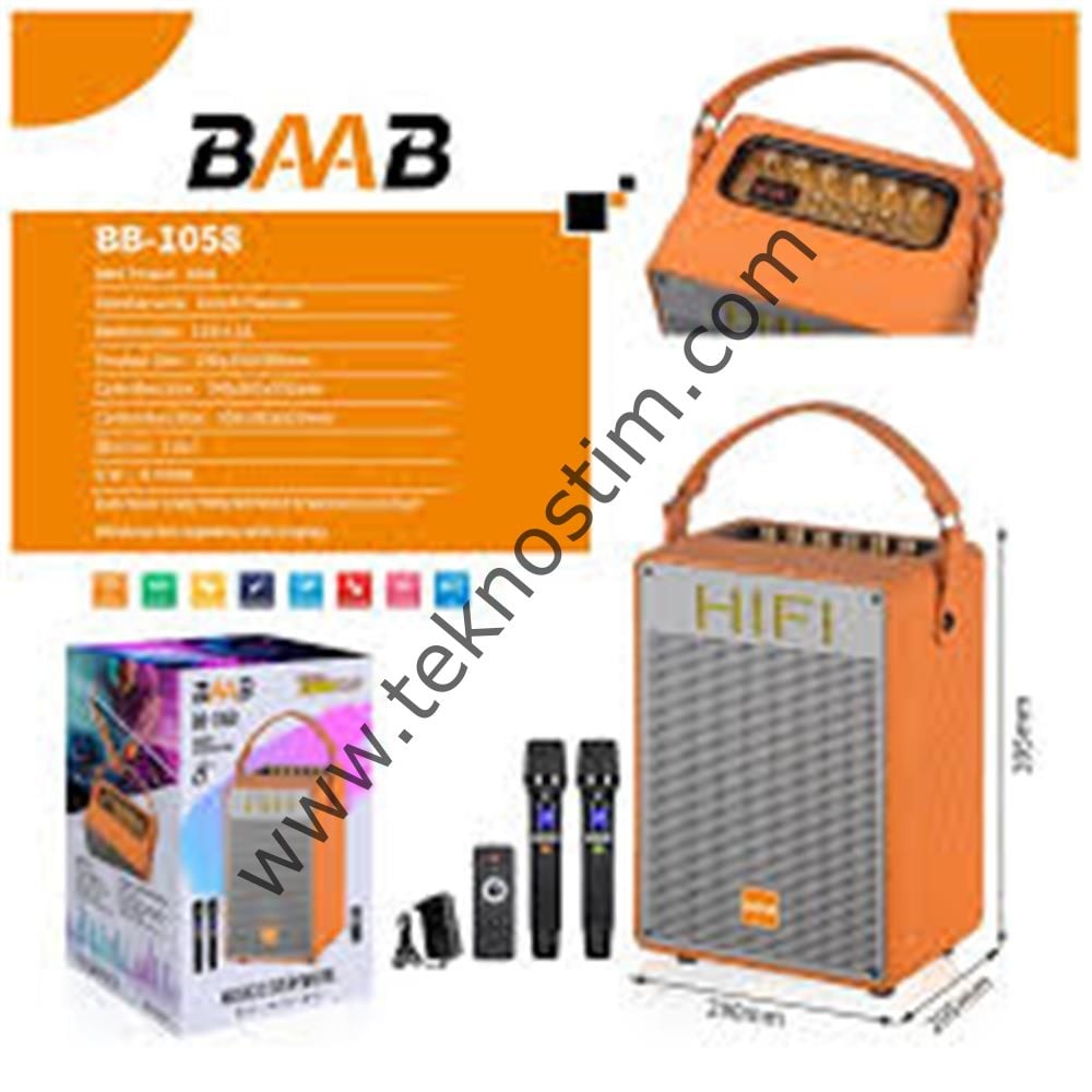 BB-1058 8'' Uzaktan Kumandalı  Bluetoth -Usb-Tf-Bt-Fm-Aux 8'' 1500w Speaker