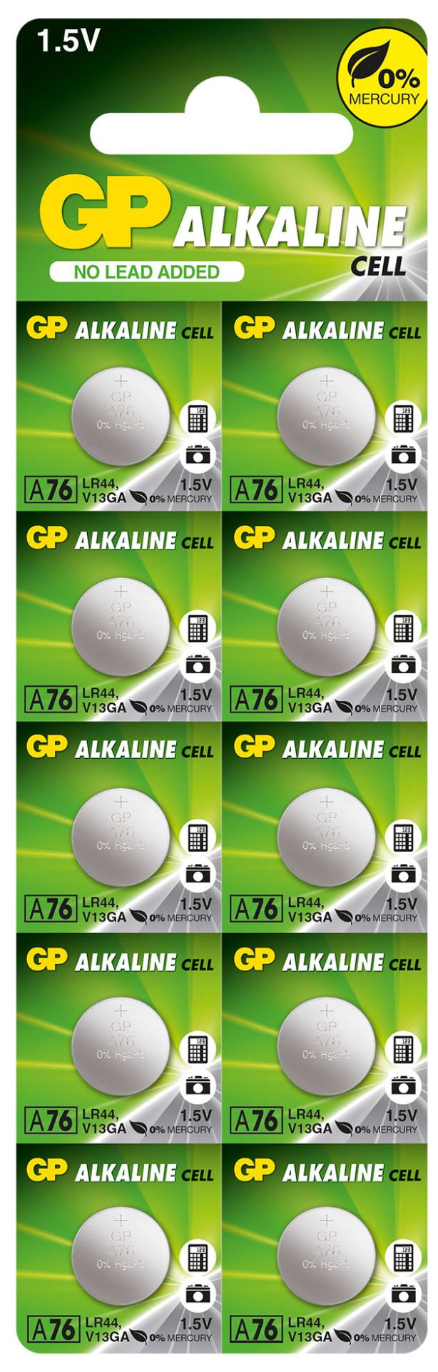 GP GPA76-2C10 LR44 AG13 Alkalin Düğme Pil 10'lu Paket 