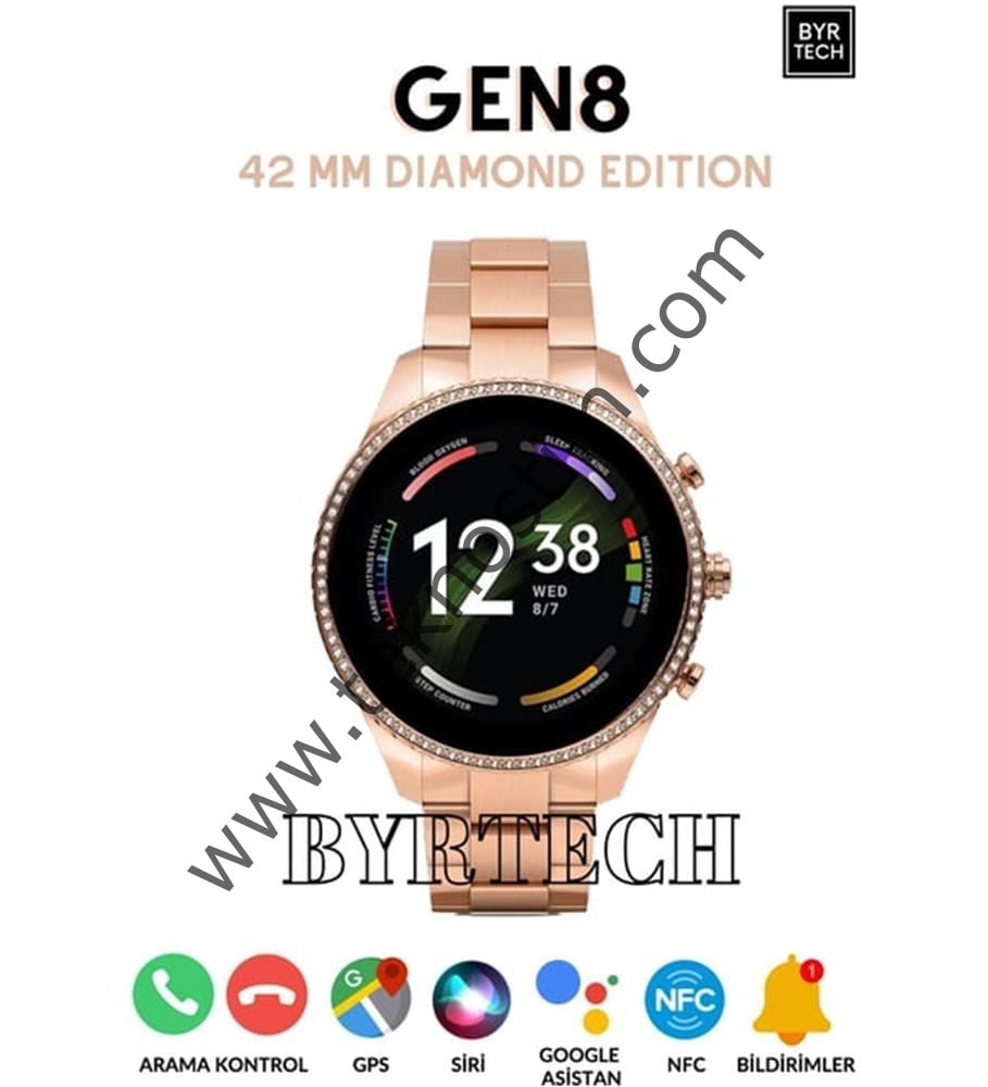 Megatech GEN 8 42 mm GPS-NFC-Siri Destekli Smartwatch Diamond Edition Akıllı Saat