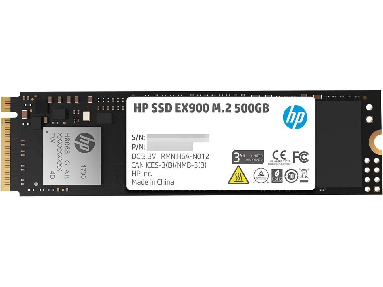 Hp 500GB EX900 M.2 PCIe 3.0 x4 NVMe 3D TLC NAND Internal 2100 MB-1500 MB 2YY44AA Ssd Harddisk