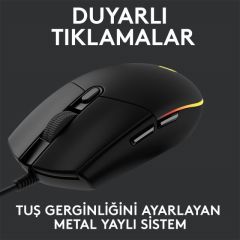 LOGITECH G G102 LIGHTSYNC RGB AYDINLATMALI 8.000 DPI KABLOLU OYUNCU MOUSE-SİYAH 910-005823