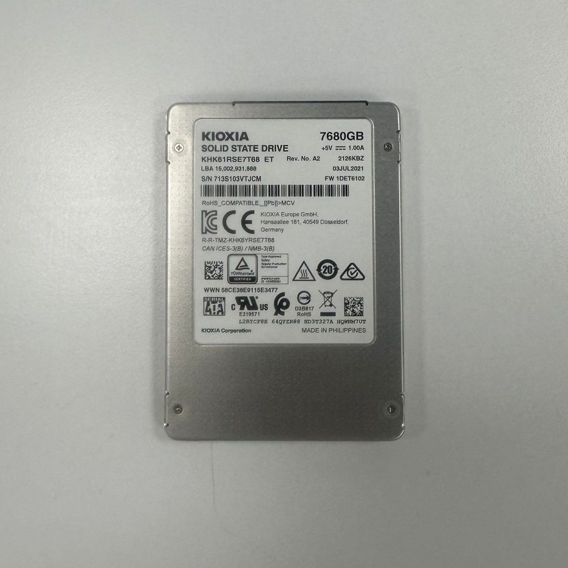 Kioxia 7.68 TB 2.5'' 550-530 MB-s DWPD:1 SERVER SSD