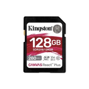 Kingston SDR2V6-128GB Canvas React Plus SDXC UHS-II 280R-100W U3 V60 for Full HD-4K SD Hafıza Kartı