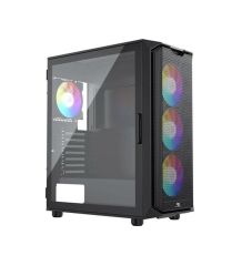 PowerBoost PB-P521B 750w 80+ Bronze USB 3.0 ATX Mesh RGB fan siyah Kasa