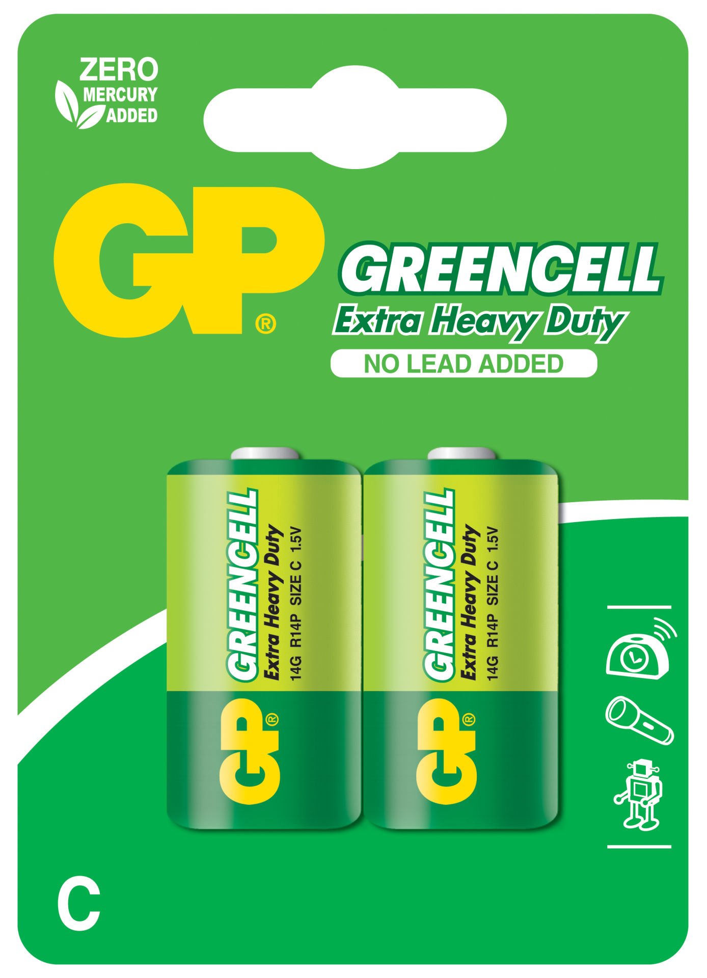 GP Greencel R14 Orta Boy Çinko Pil 2'li Paket GP14G-U2