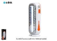 S-link SL-3656 Turuncu 4.3v 1600Mah (Tüp içi 15 SMD) 20 SMD Ledli Işıldak