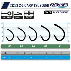 Owner C-3 Carp Tsuyoshi Black Chrome Sazan İğnesi