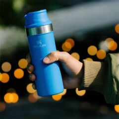 İnce Gövde Classic Trigger-Action Travel Mug 0,35 Litre(12 Oz) - Stanley Klasik Tek El Termos Bardak - Azure