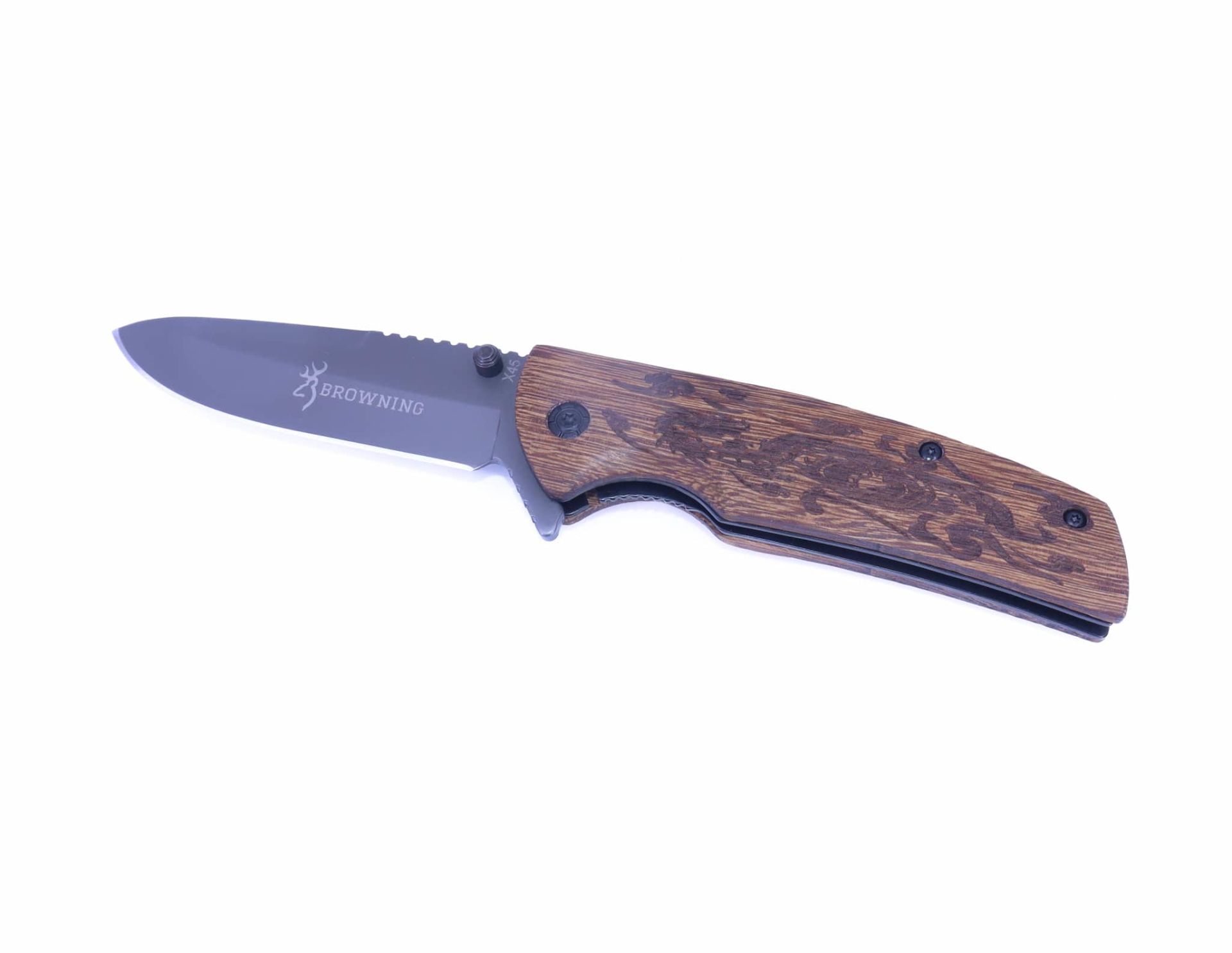 Browning Ahşap Saplı Ejder Figür İşleme Çakı