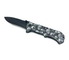 Kuru Kafa Desenli Kabze Flipper Mekanizma EDC Çakı - Siyah