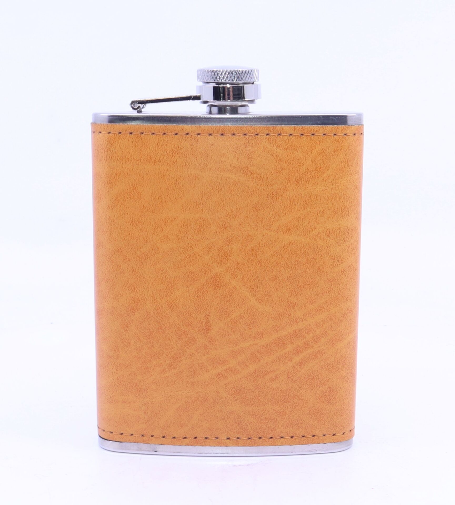 Turuncu Deri Kaplama Cep Matarası/Flask 8 OZ