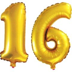 16 Yaş Sayı Folyo Balon Altın 90 cm