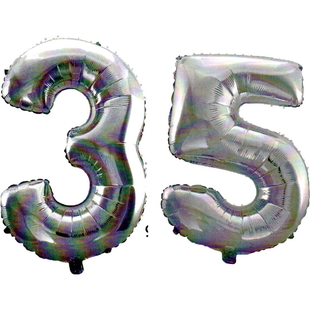35 Yaş Sayı Folyo Balon Gümüş 90 cm
