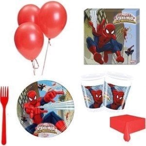24 Kişilik Örümcek Adam Doğum Günü Teması Parti Seti, Spiderman