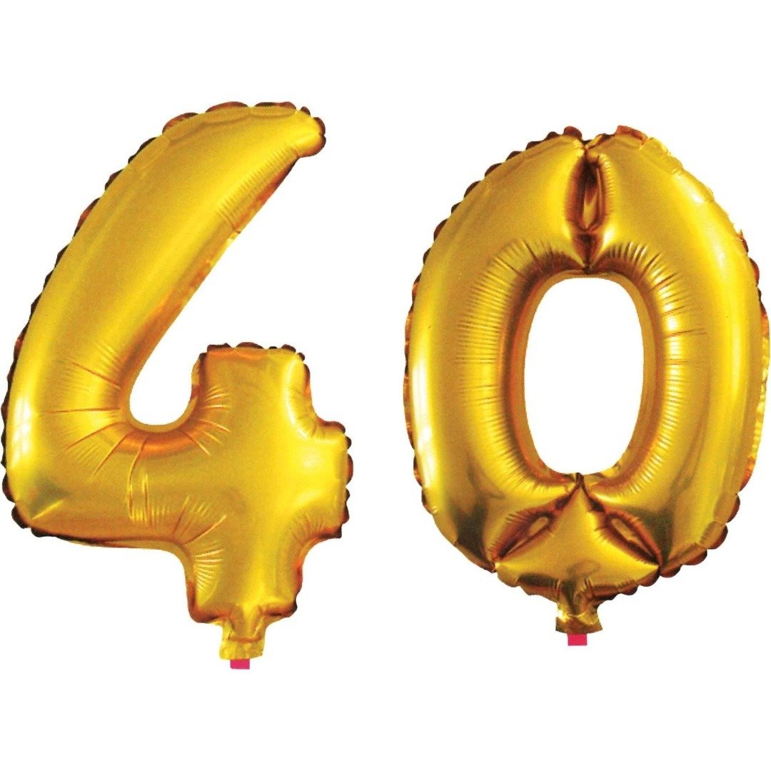 40 Yaş Sayı Folyo Balon Altın 90 cm