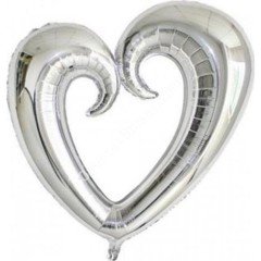 Folyo Balon İçi Boş Kalp Gümüş