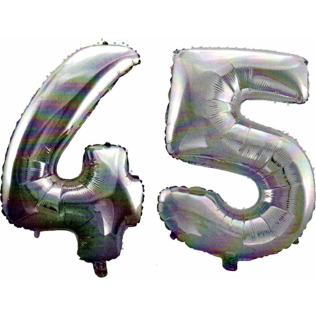 45 Yaş Sayı Folyo Balon Gümüş 90 cm