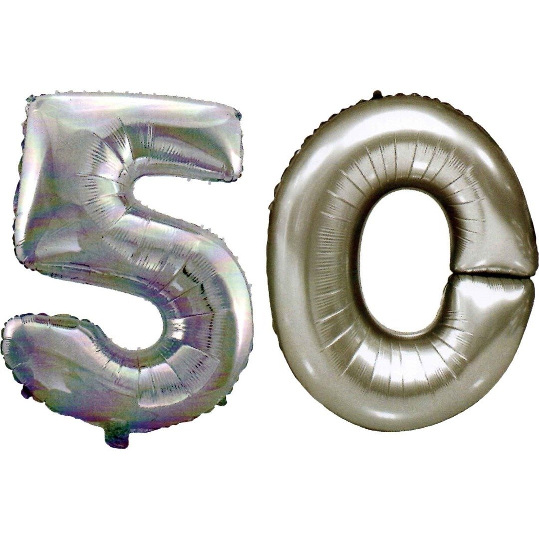 50 Yaş Sayı Folyo Balon Gümüş 90 cm
