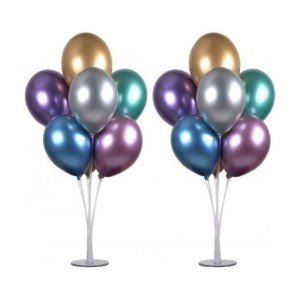 Balon Standı 7 Çubuklu 75 cm ve 7 Adet Metalik Balon