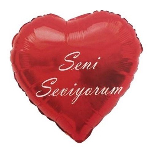 Seni Seviyorum Yazılı 45 cm Kalp Folyo Balon 5 Li