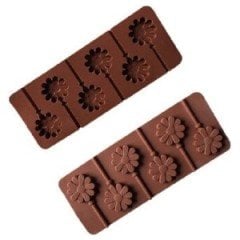 Çubuklu Papatya Silikon Çikolata Kalıbı