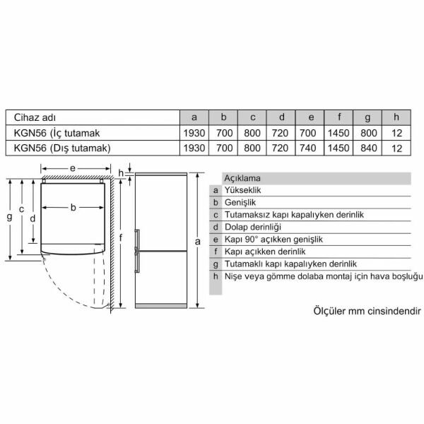 Siemens KG56NXWE0N iQ300 Alttan Donduruculu Buzdolabı