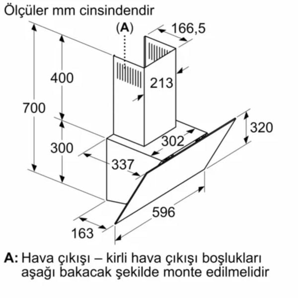 Siemens LC64KPJ20T iQ100 Duvar Tipi Davlumbaz 60 cm Beyaz Cam Yüzey