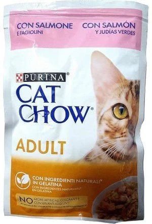 Purina Cat Chow Adult Yetişkin Yaş Kedi Maması 85 gr (Somon etli ve Yeşil Fasulyeli)