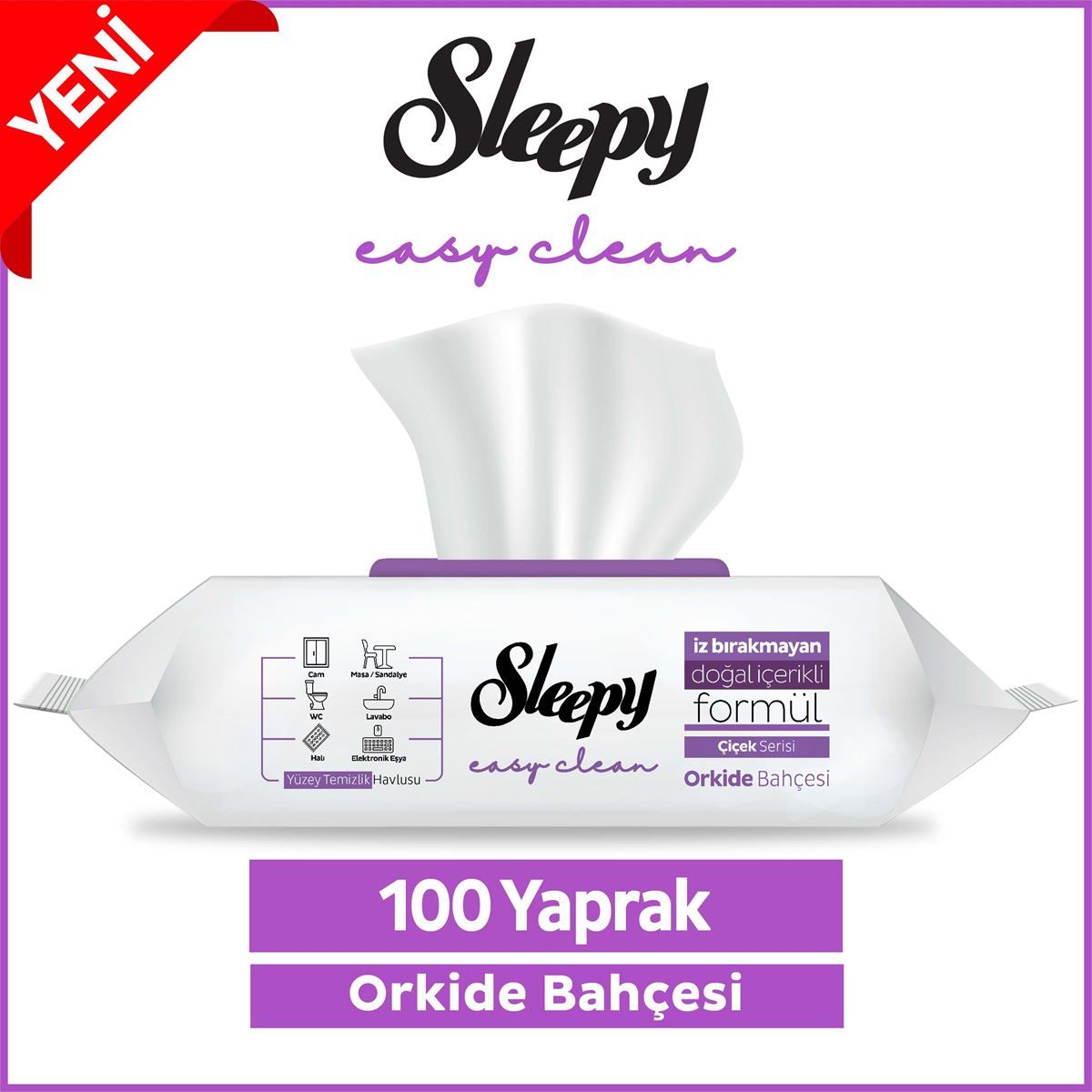 Sleepy Easy Clean Orkide Bahçesi Yüzey Temizlik Havlusu 100 Yaprak